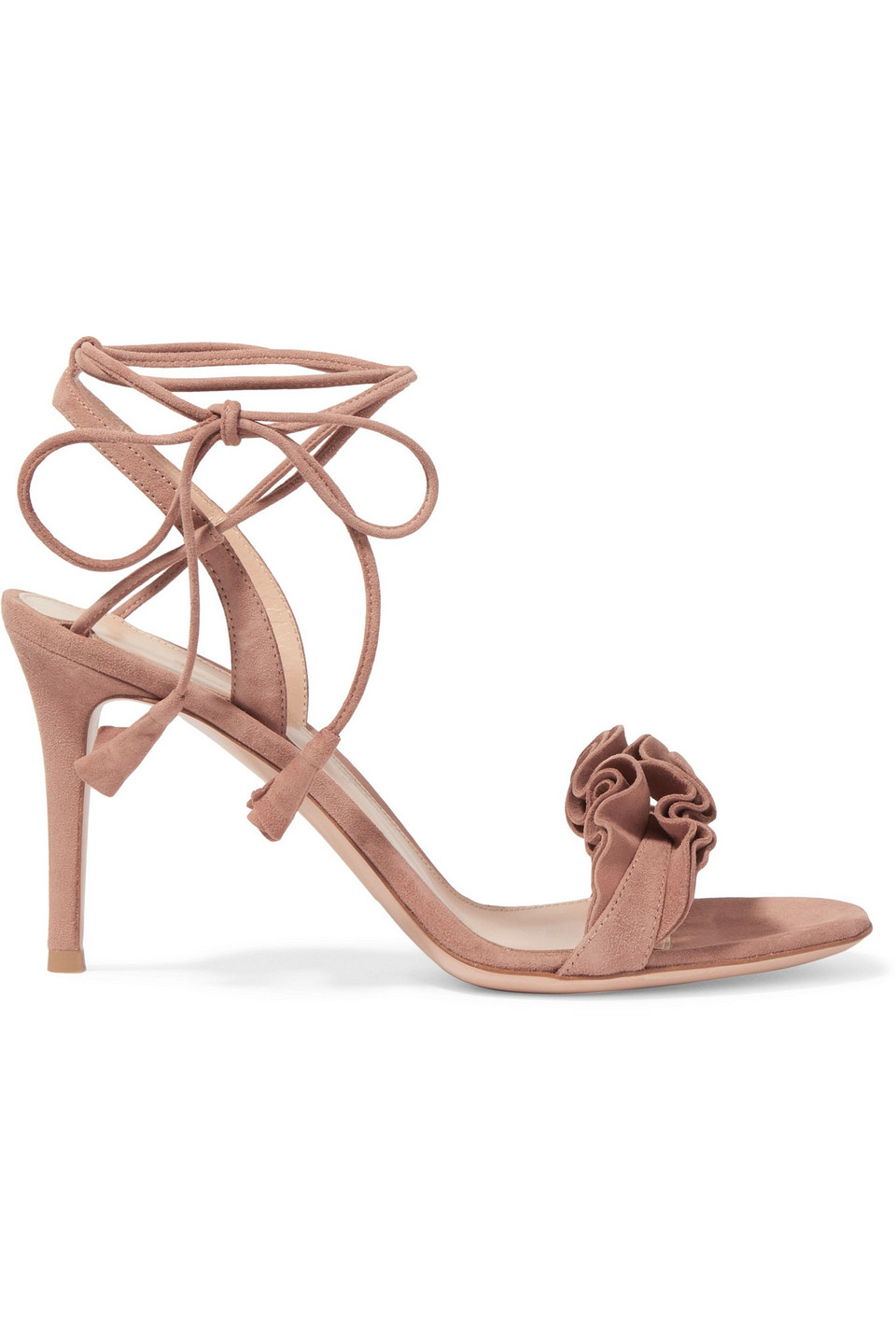 Gianvito Rossi Woman Ruffled Suede Sandals Taupe Size 39