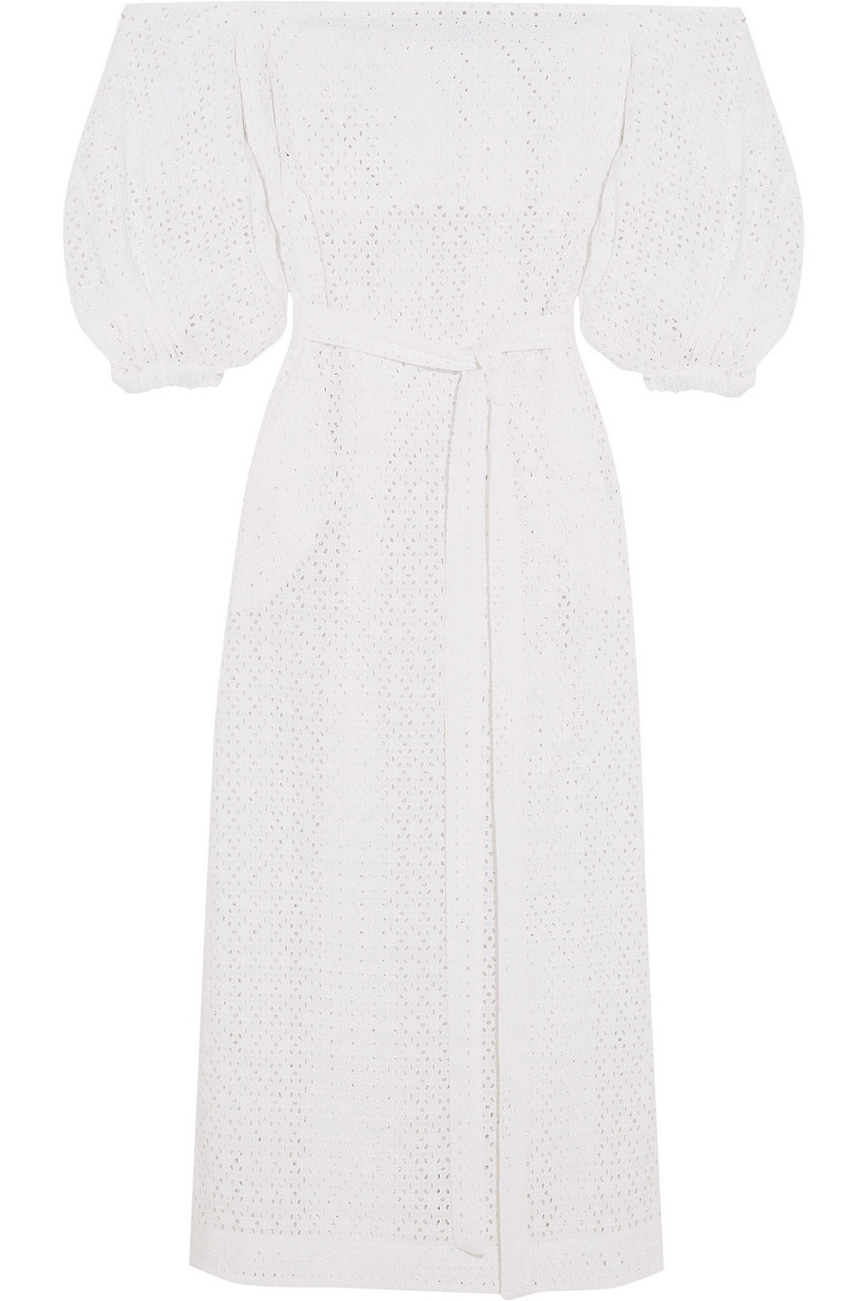 lisa marie fernandez - off-the-shoulder broderie anglaise cotton maxi dress - white - 2