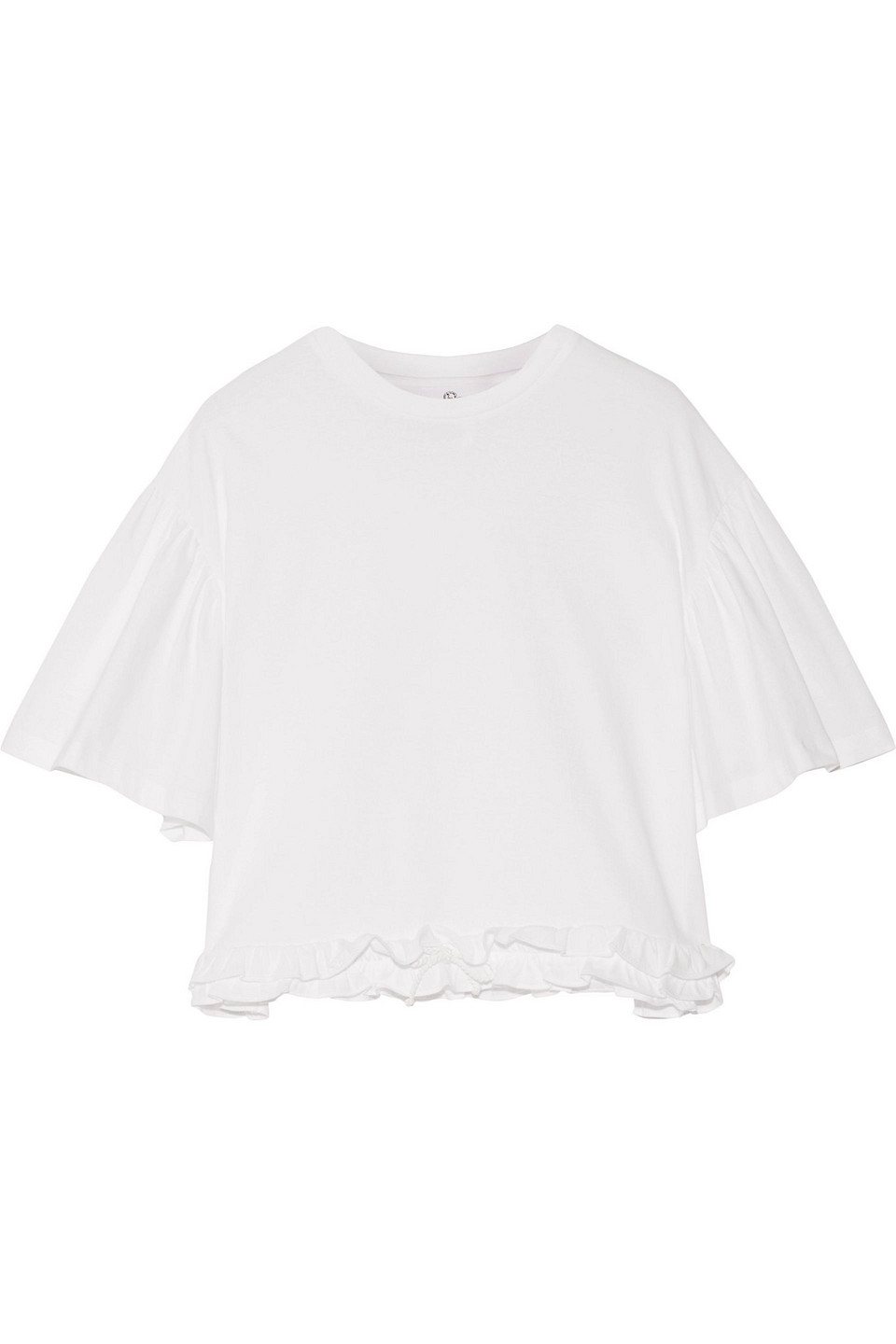 sjyp - ruffled cotton-jersey top - white - s