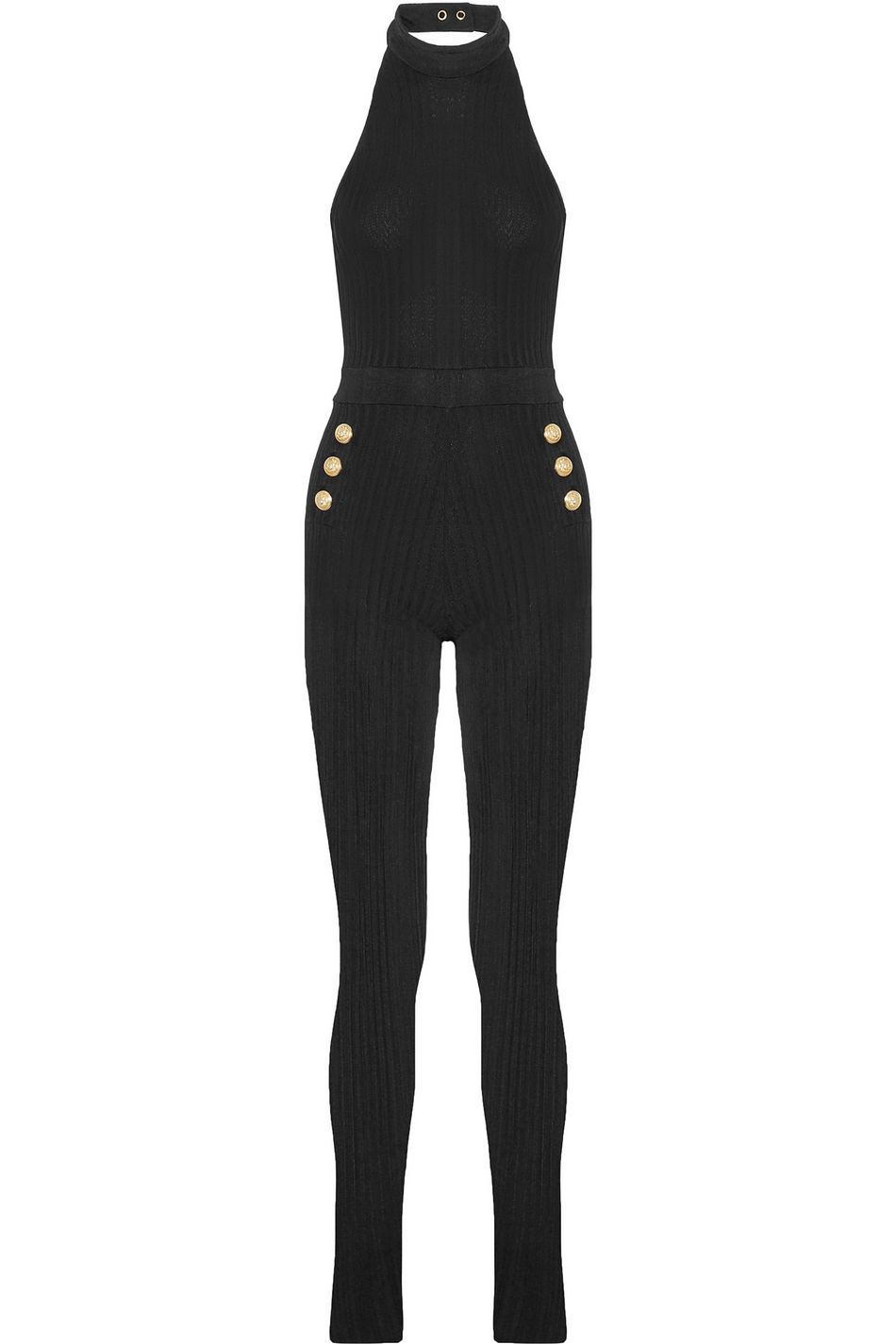 black knit overalls