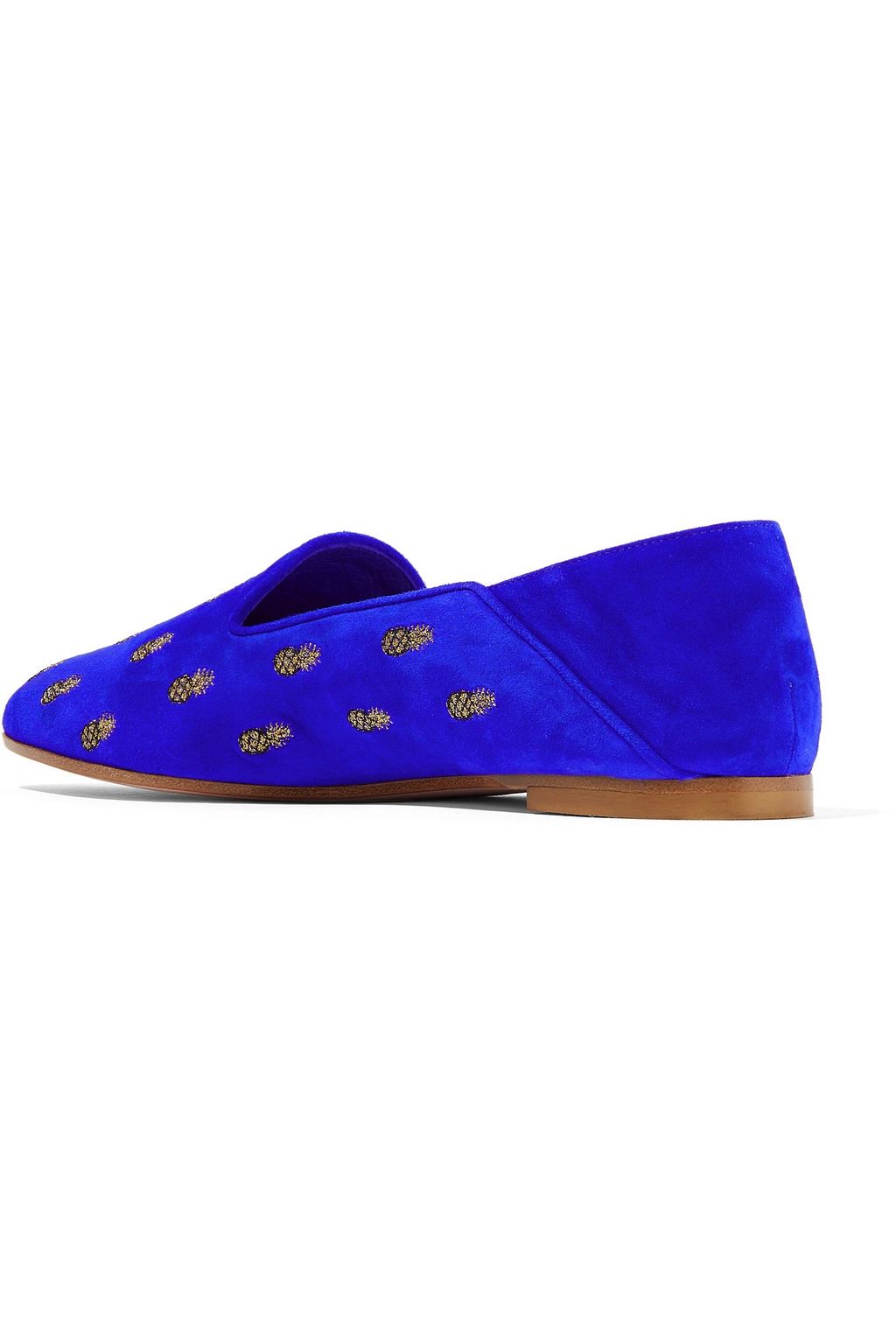 AQUAZZURA Ananas embroidered suede slippers