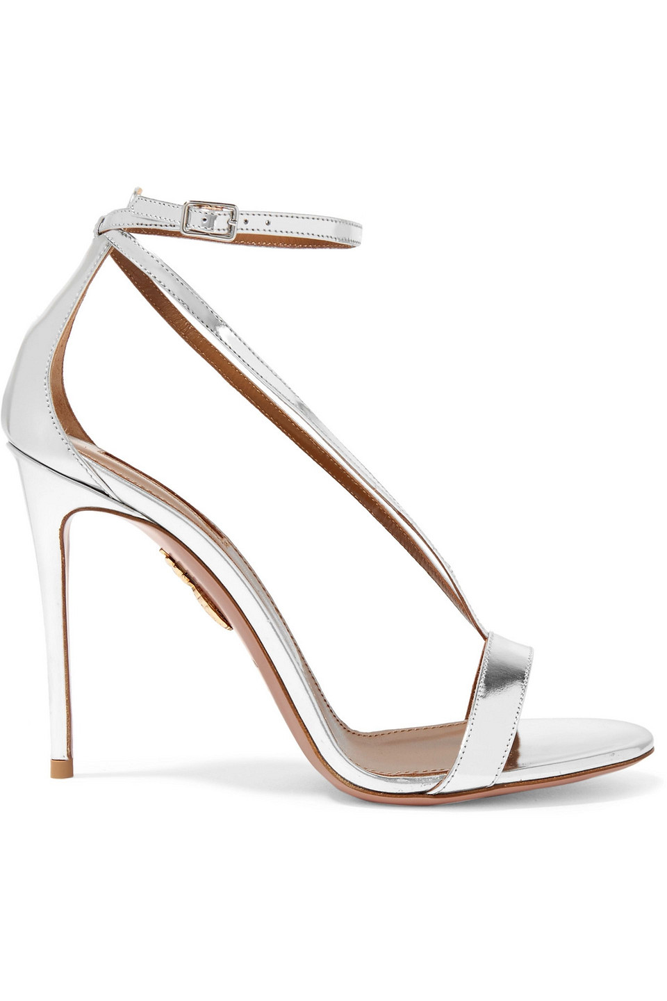 Aquazzura Woman Casanova Metallic Leather Sandals Silver Size 37.5