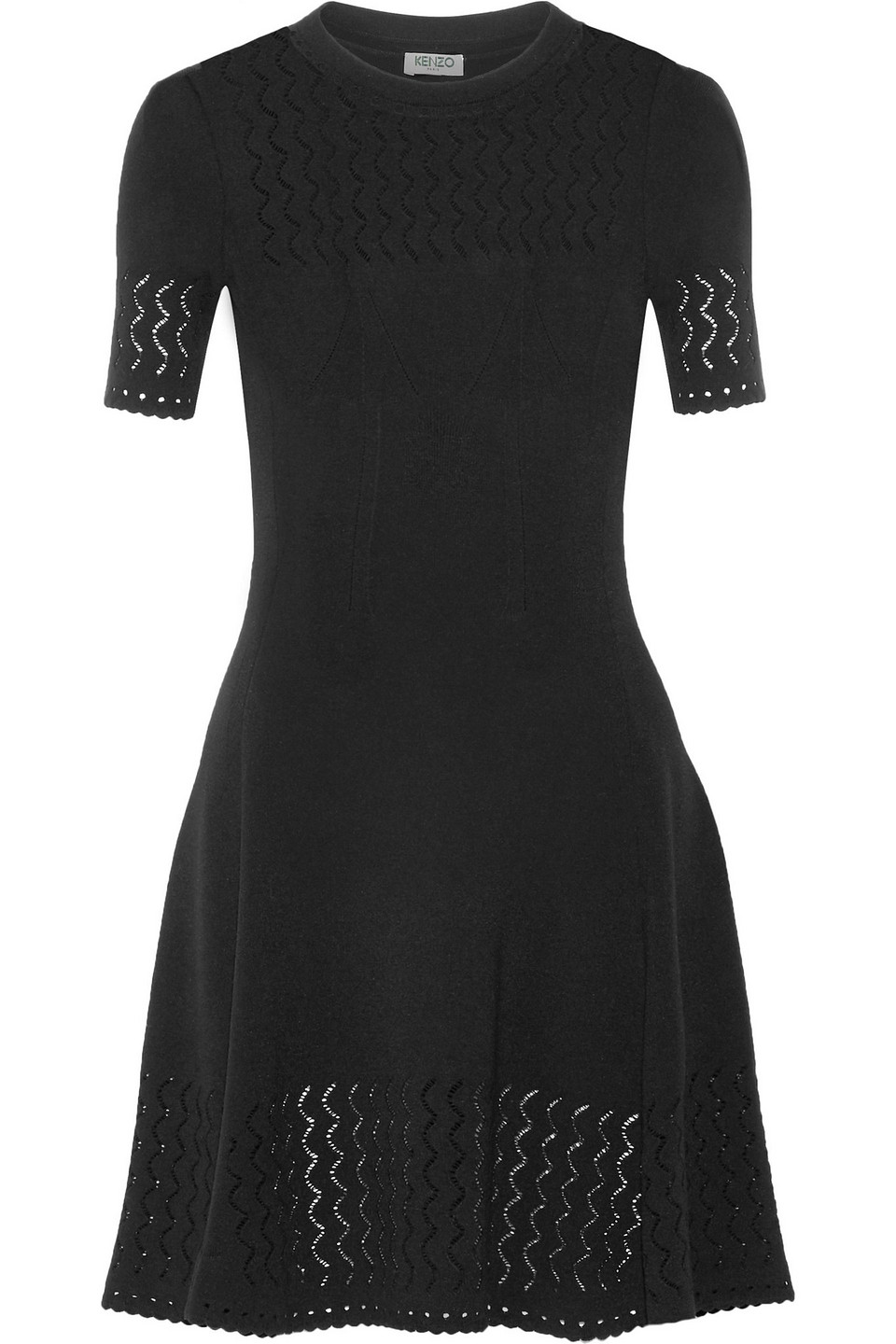 Kenzo Pointelle-knit Dress In Black