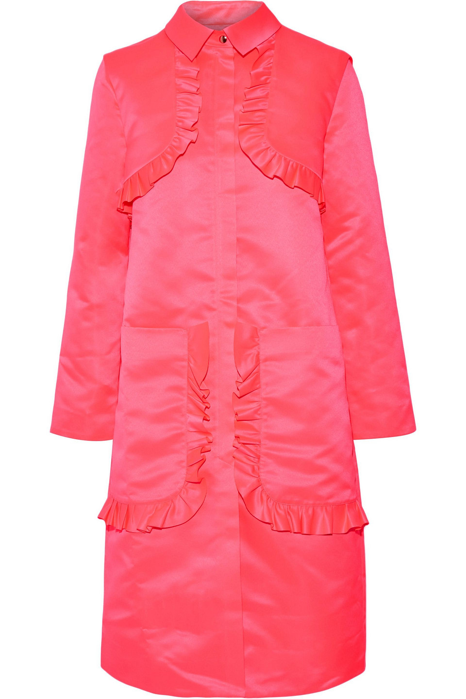 paskal - ruffle-trimmed satin coat - pink - m