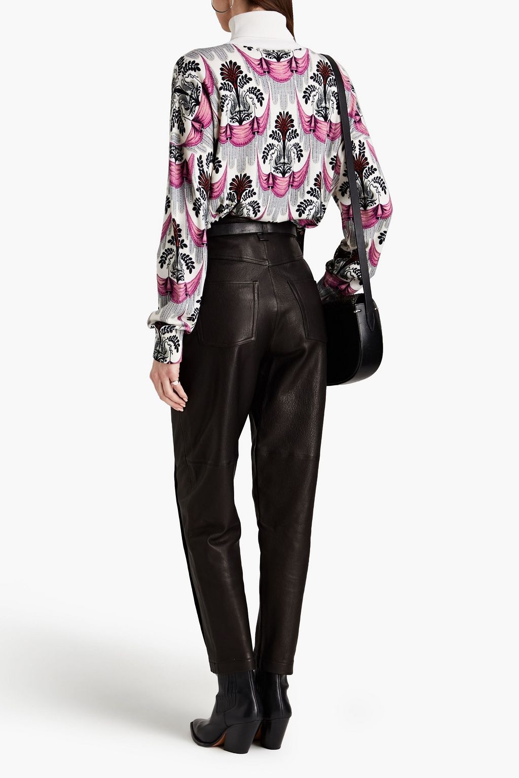 RABANNE Oversized printed wool turtleneck sweater
