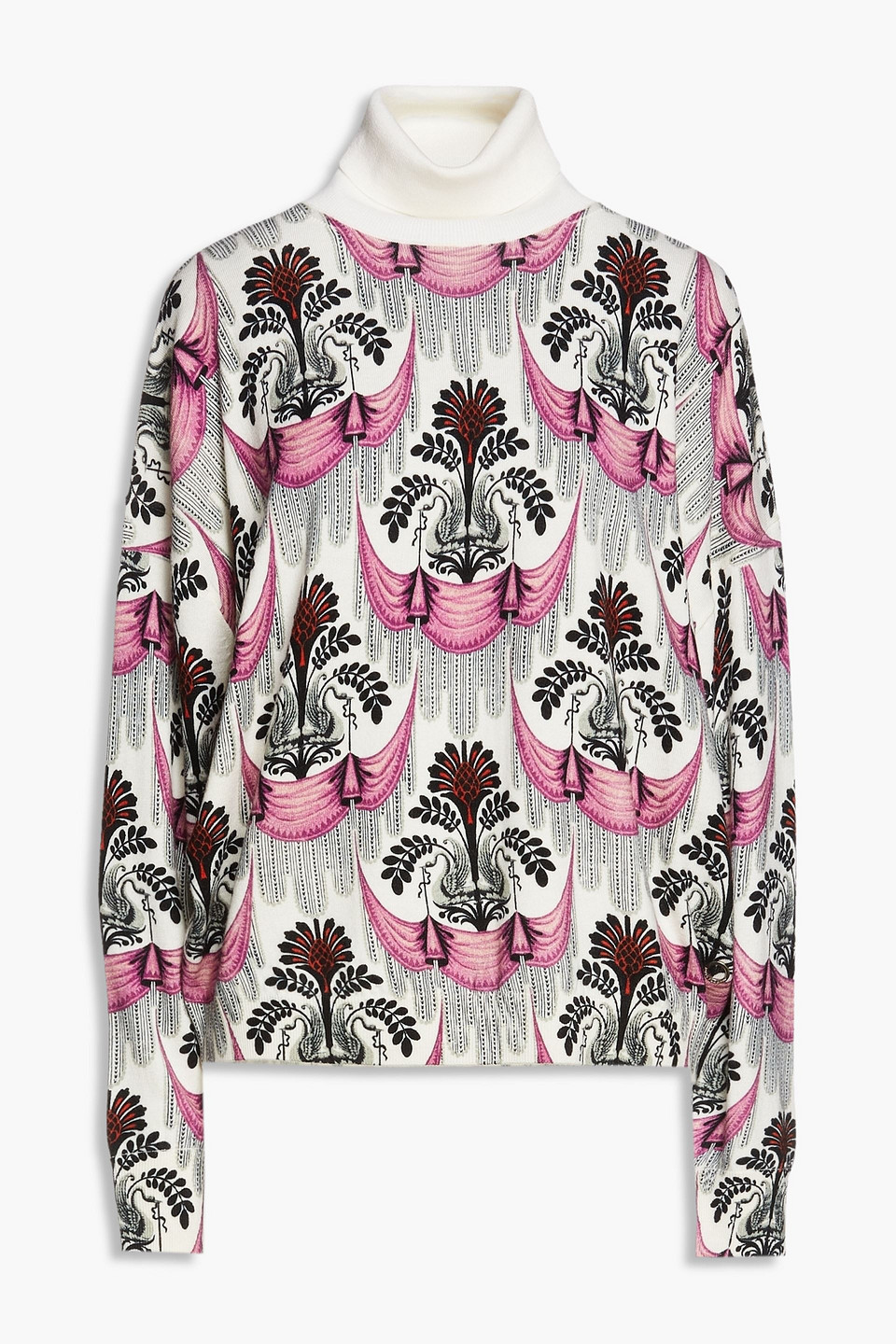 rabanne - oversized printed wool turtleneck sweater - white - xs