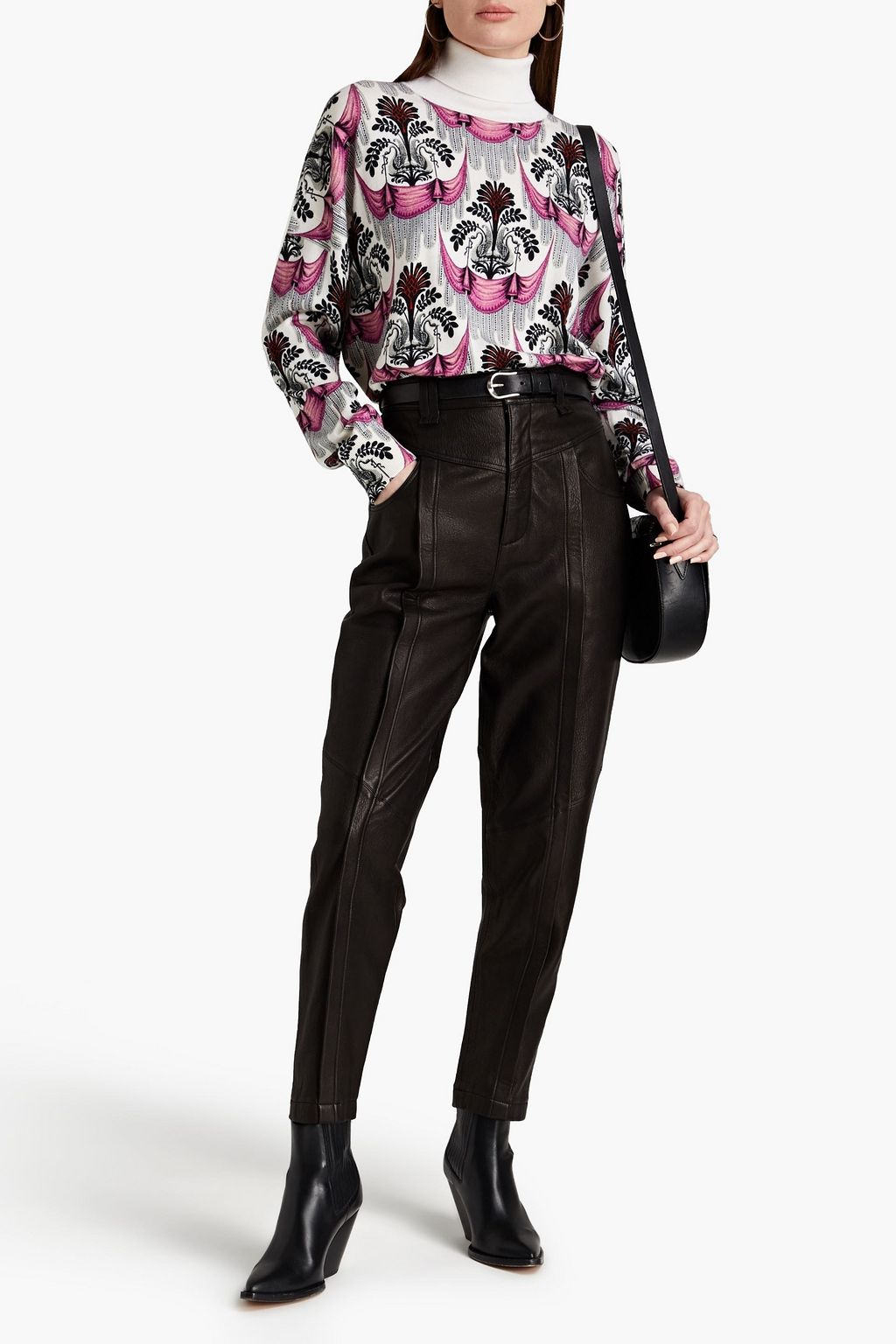 RABANNE Oversized printed wool turtleneck sweater