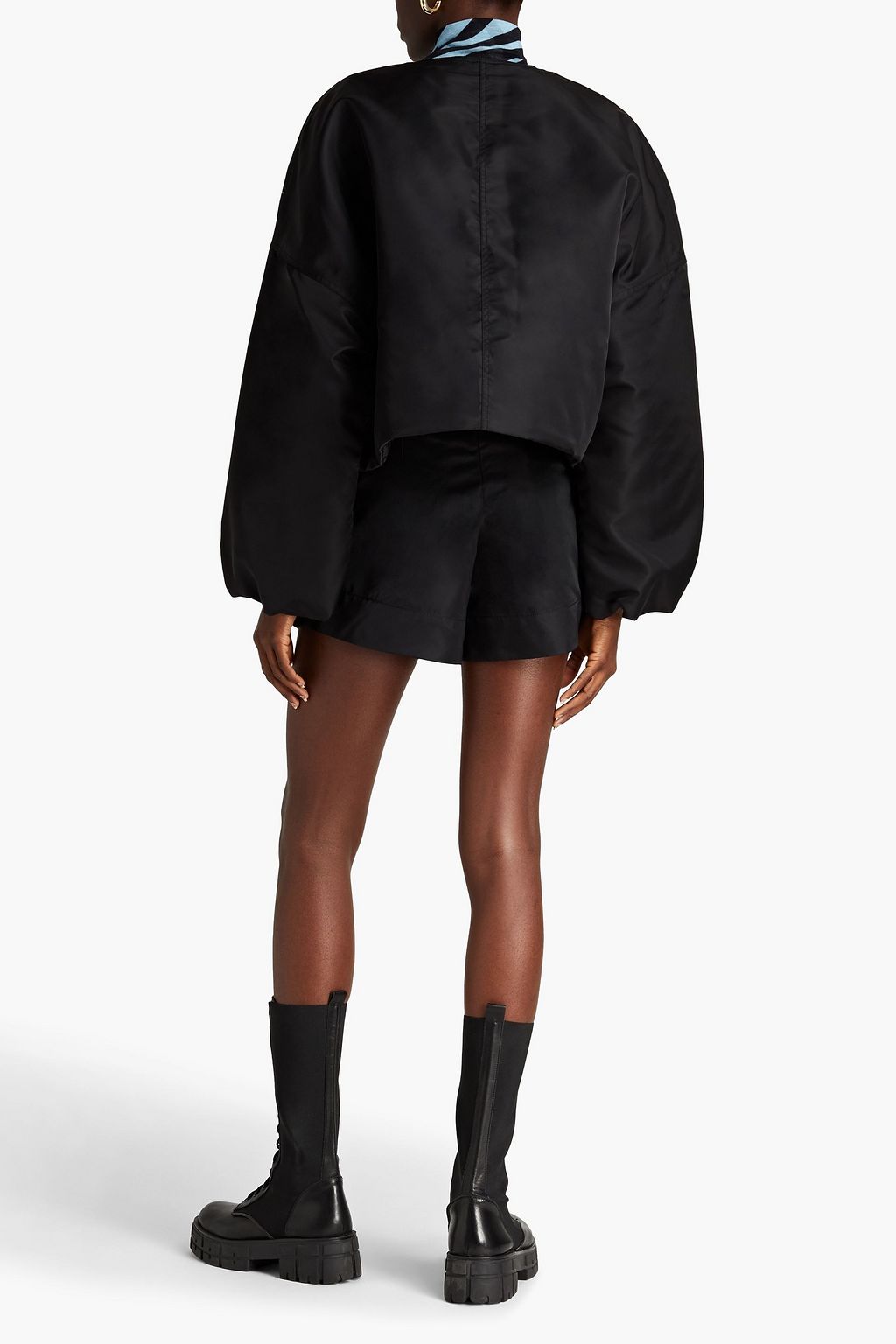 GANNI Pleated taffeta shorts