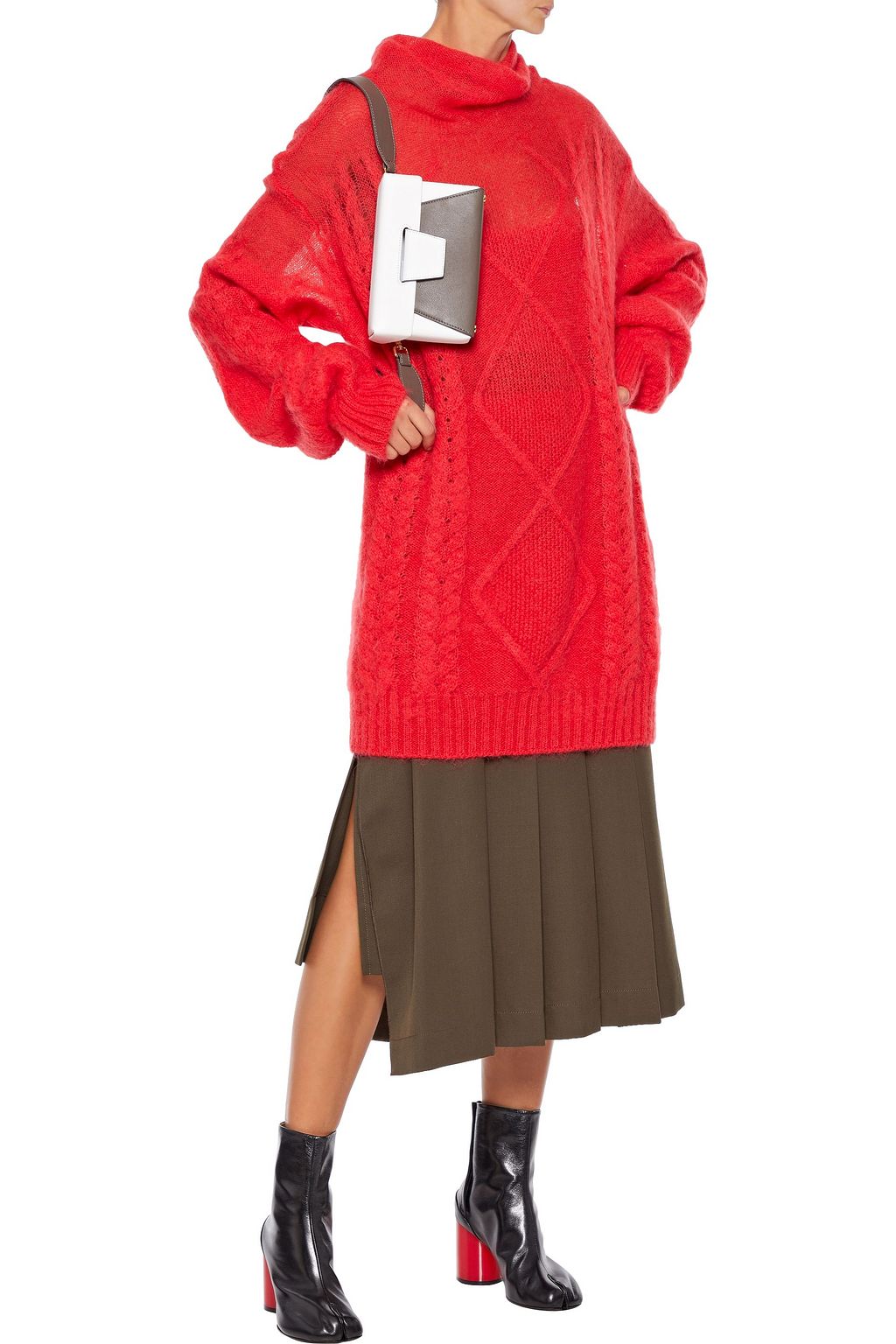 MAISON MARGIELA Oversized cable-knit mohair-blend turtleneck sweater