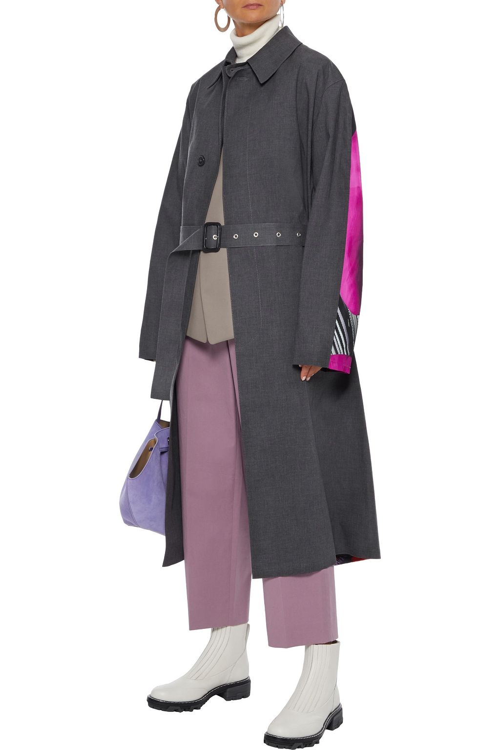 MAISON MARGIELA Belted printed shell-paneled cotton raincoat