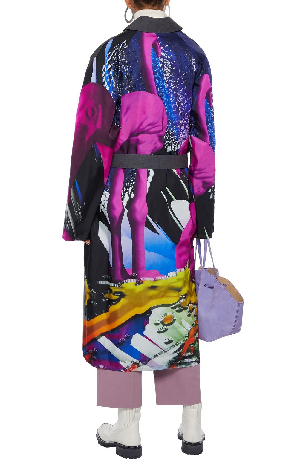 MAISON MARGIELA Belted printed shell-paneled cotton raincoat
