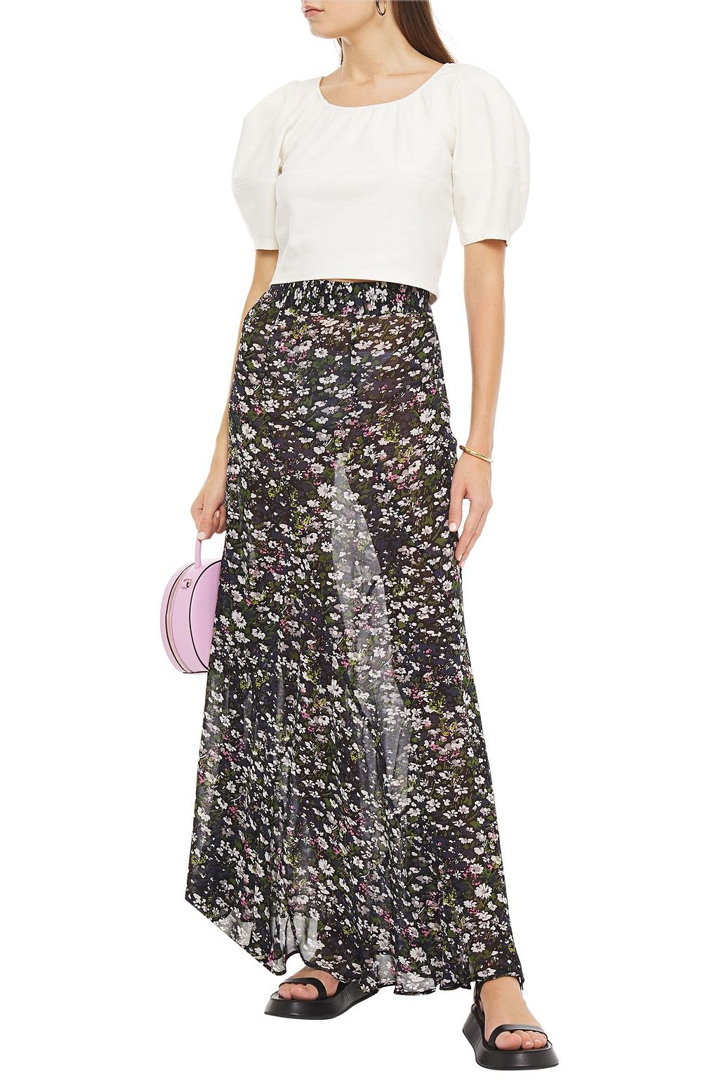 GANNI Floral-print georgette maxi dress