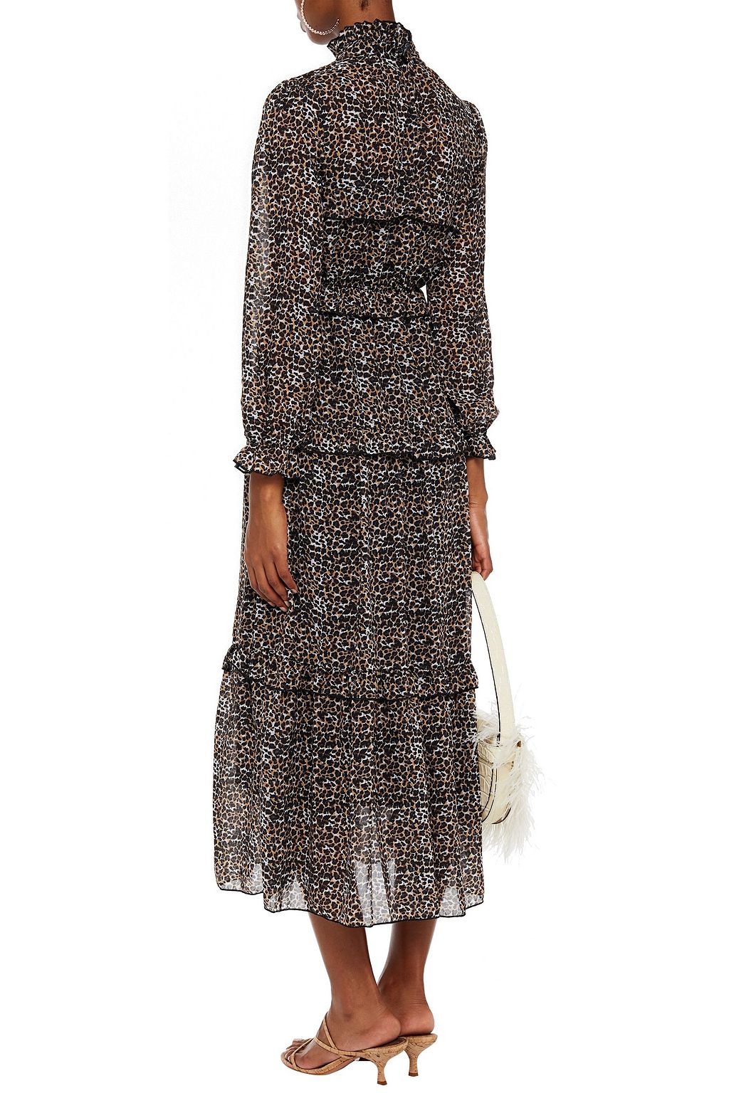 OLIVIA RUBIN Ines ruffled leopard-print chiffon midi dress