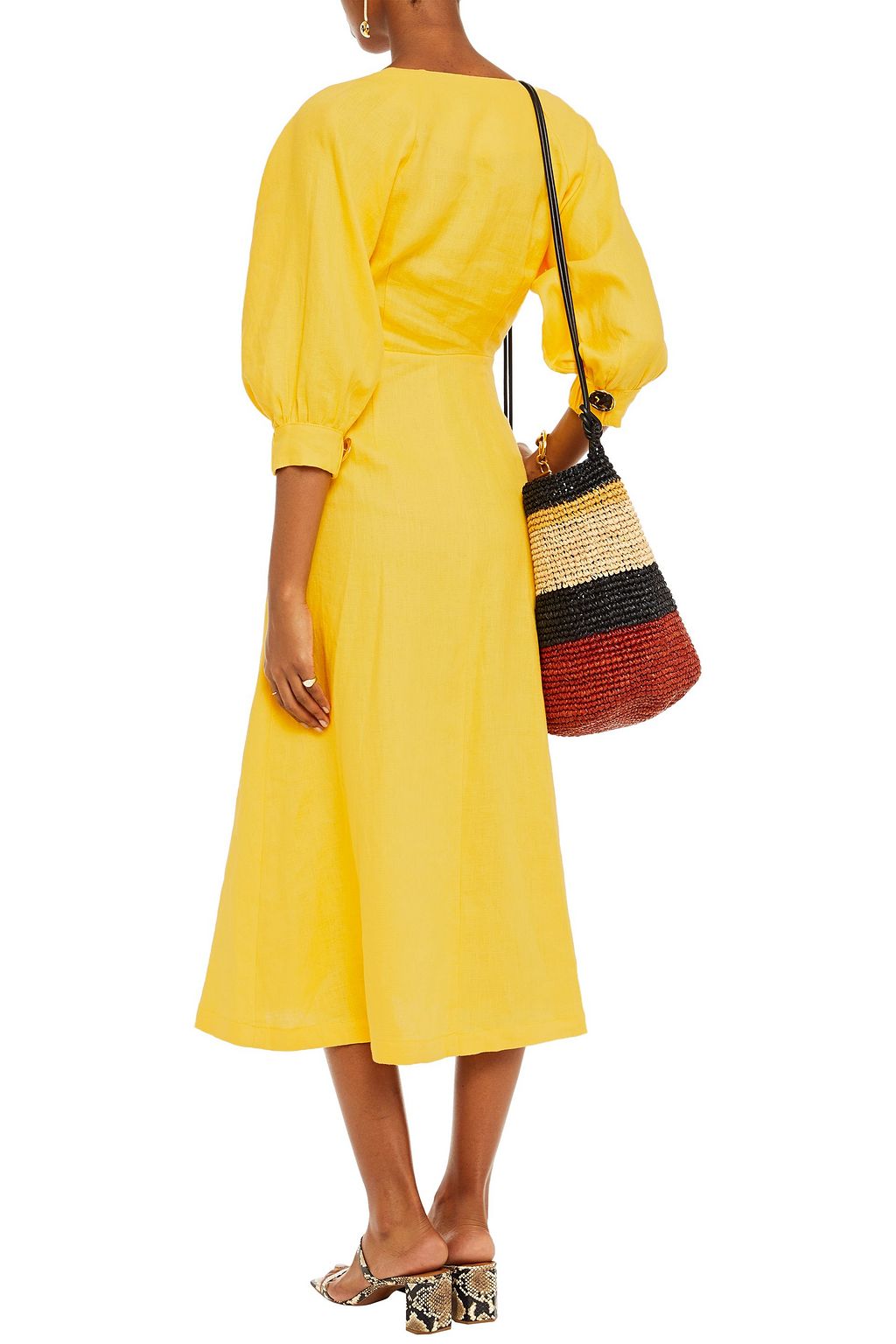 NICHOLAS Tie-front linen midi dress