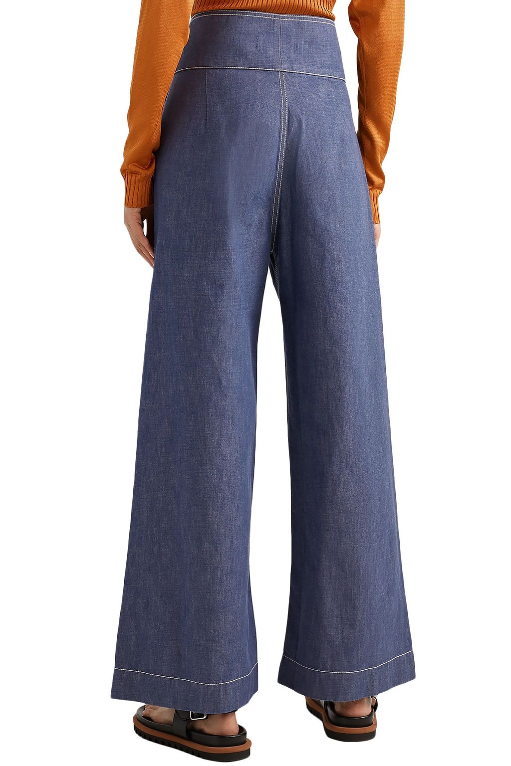 MARNI Button-embellished high-rise wide-leg jeans