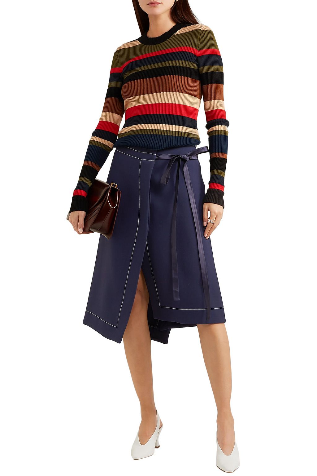 MARNI Asymmetric wool wrap skirt