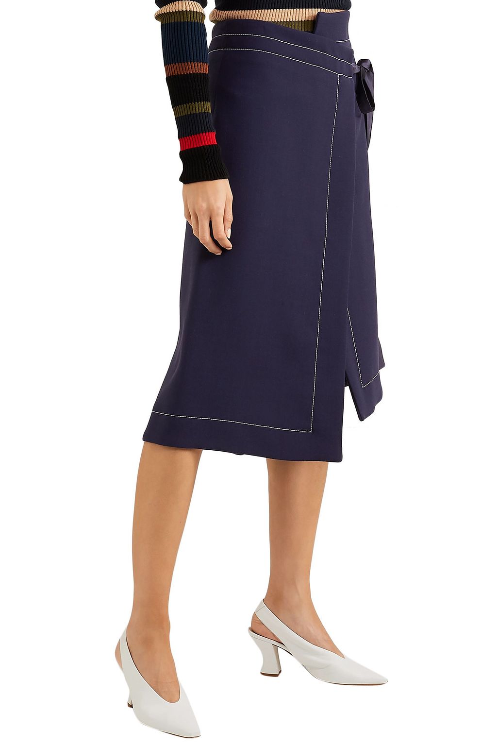 MARNI Asymmetric wool wrap skirt