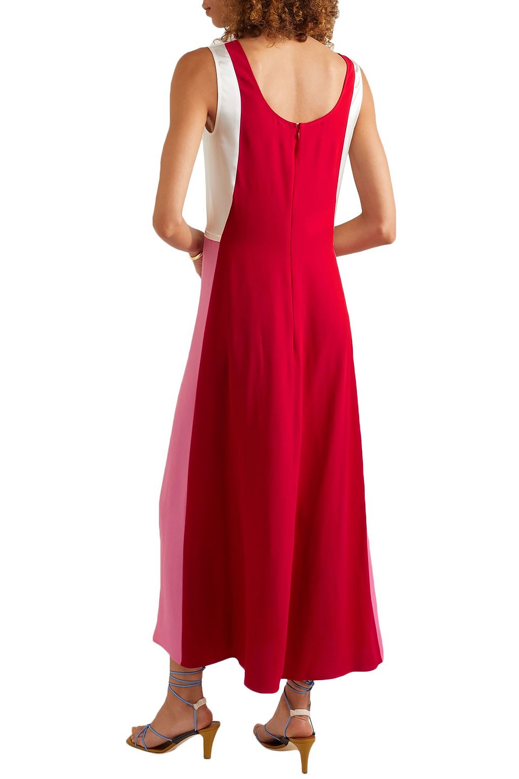 MARNI Color-block crepe and satin maxi dress