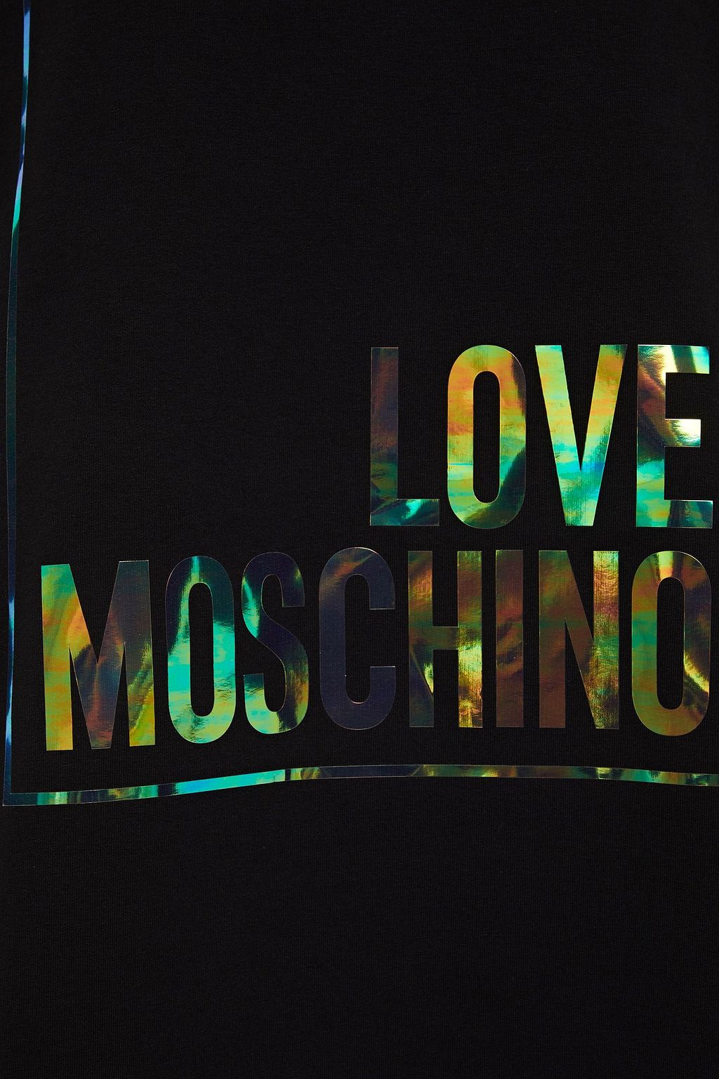 LOVE MOSCHINO Iridescent printed French cotton-blend terry sweatshirt