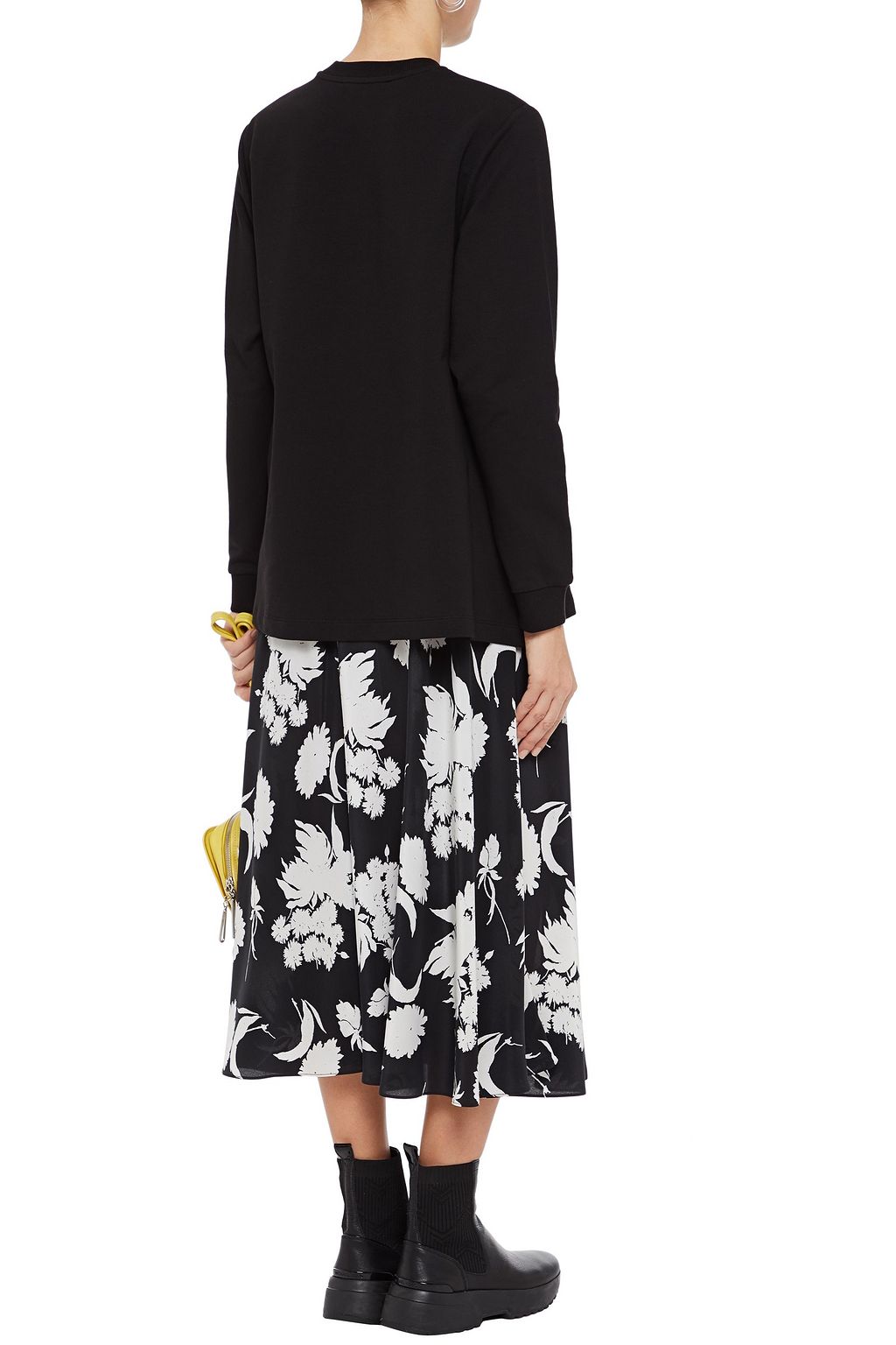LOVE MOSCHINO Iridescent printed French cotton-blend terry sweatshirt