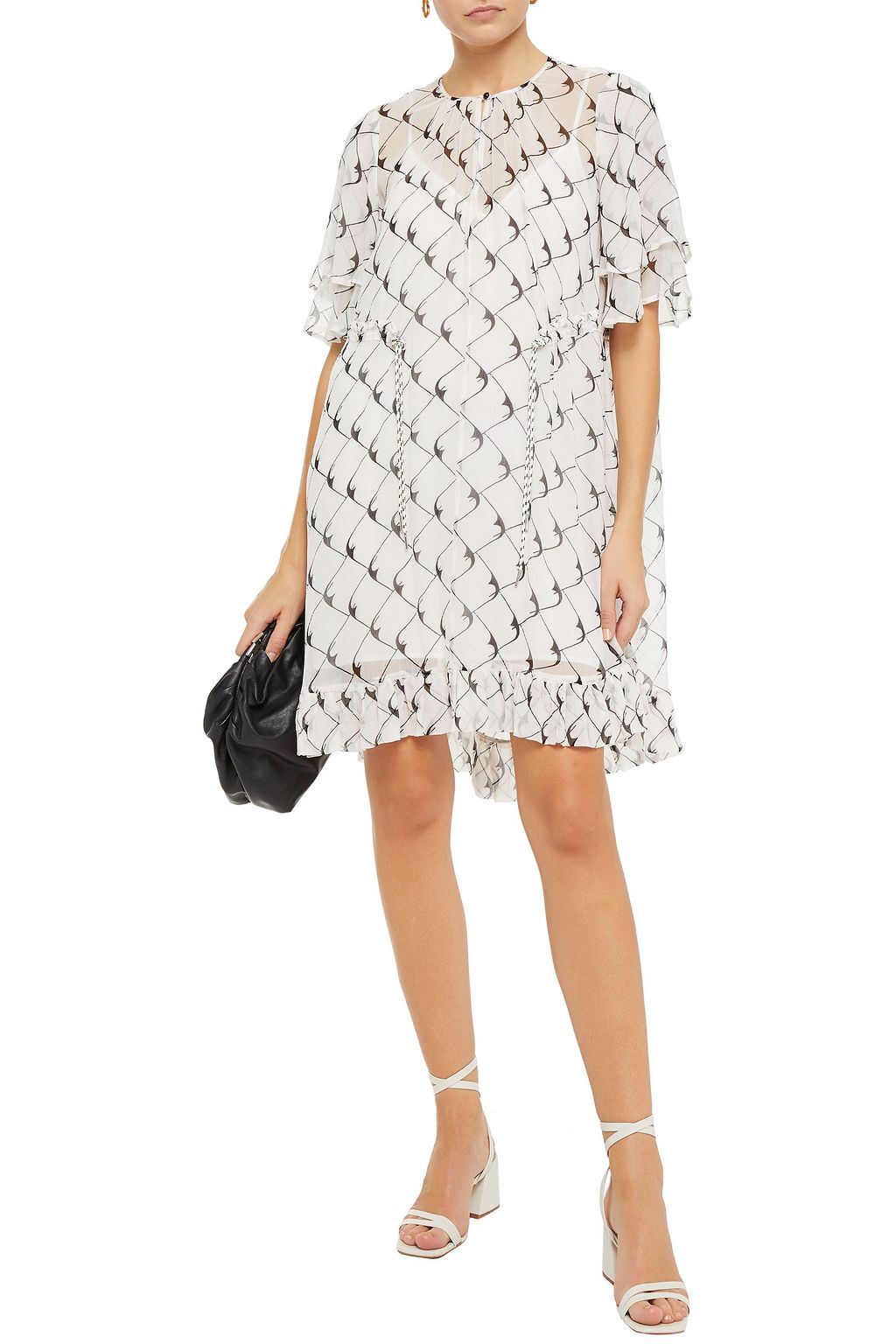 BAUM UND PFERDGARTEN Amalia ruffled printed crepon mini dress