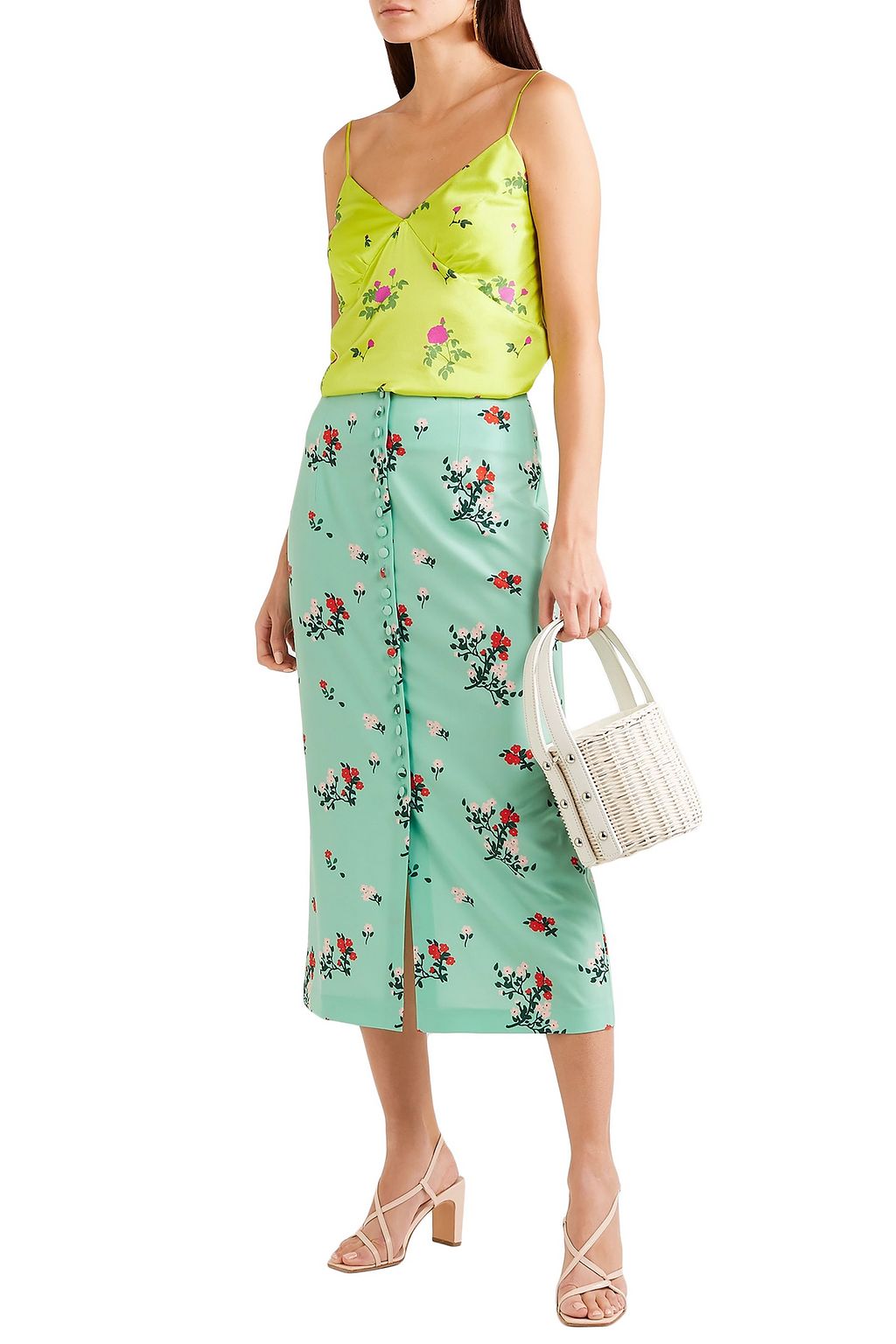 BERNADETTE Floral-print silk-satin camisole