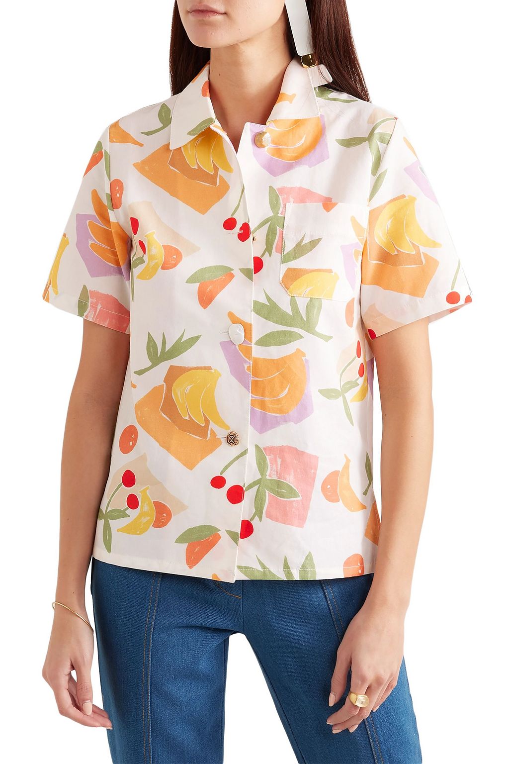 REJINA PYO Mila printed cotton-blend shirt