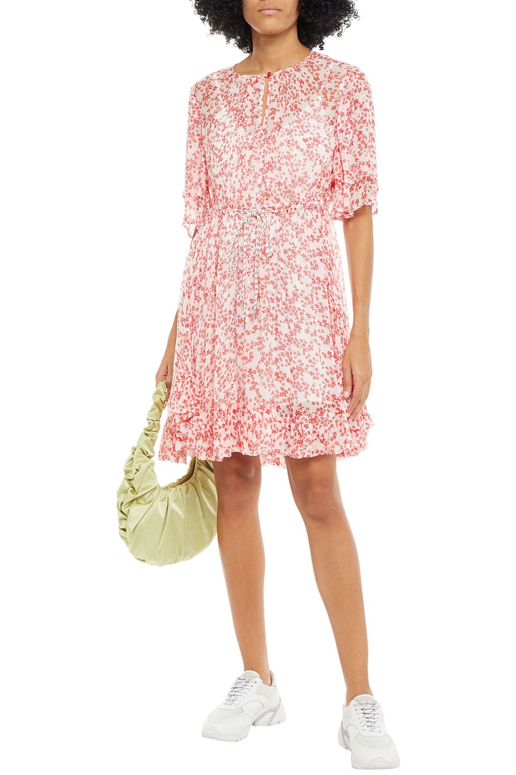 BAUM UND PFERDGARTEN Amalia belted floral-print crepon mini dress