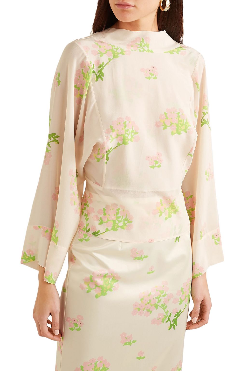 BERNADETTE Norma floral-print silk crepe de chine blouse