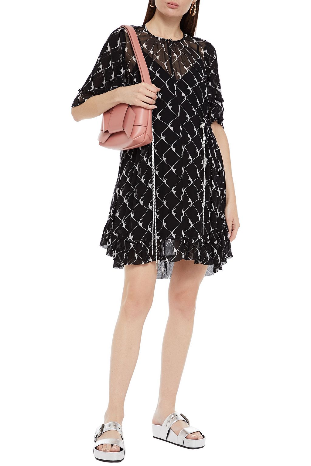 BAUM UND PFERDGARTEN Amalia ruffled printed crepon mini dress