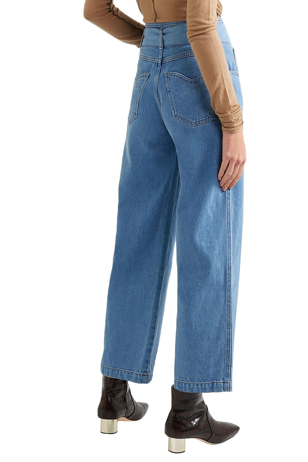 NANUSHKA Cropped high-rise wide-leg jeans