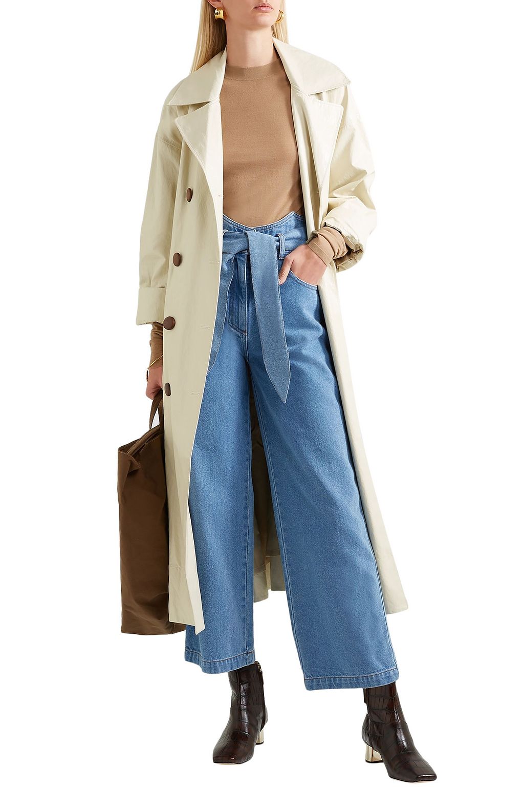 NANUSHKA Cropped high-rise wide-leg jeans