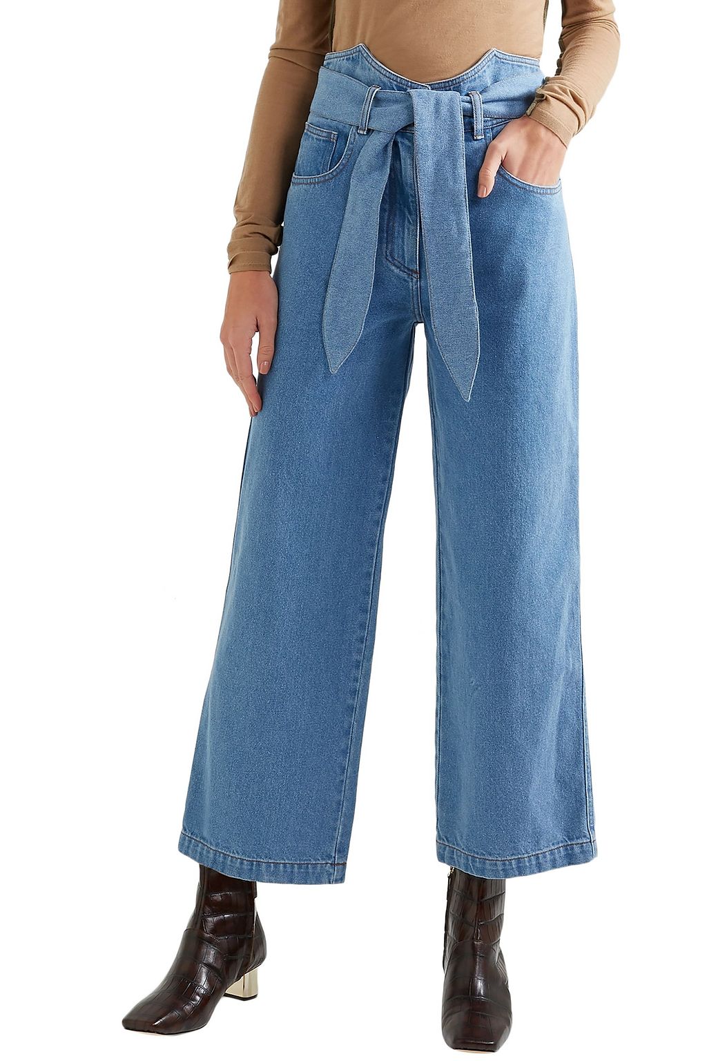 NANUSHKA Cropped high-rise wide-leg jeans