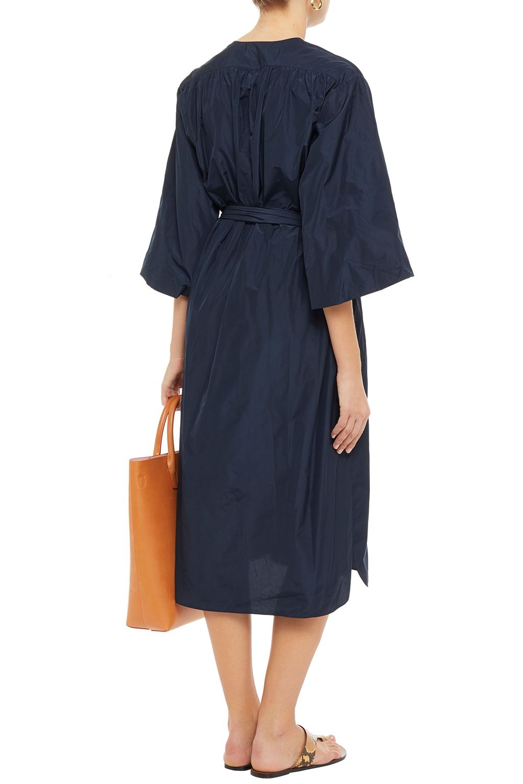 THE ROW Belted taffeta midi dress