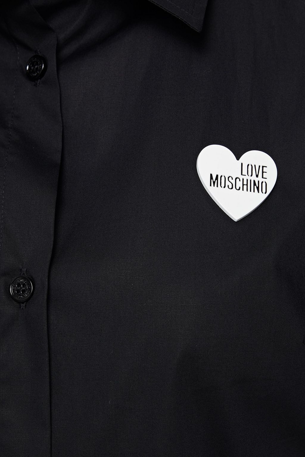 LOVE MOSCHINO Appliquéd stretch-cotton poplin shirt
