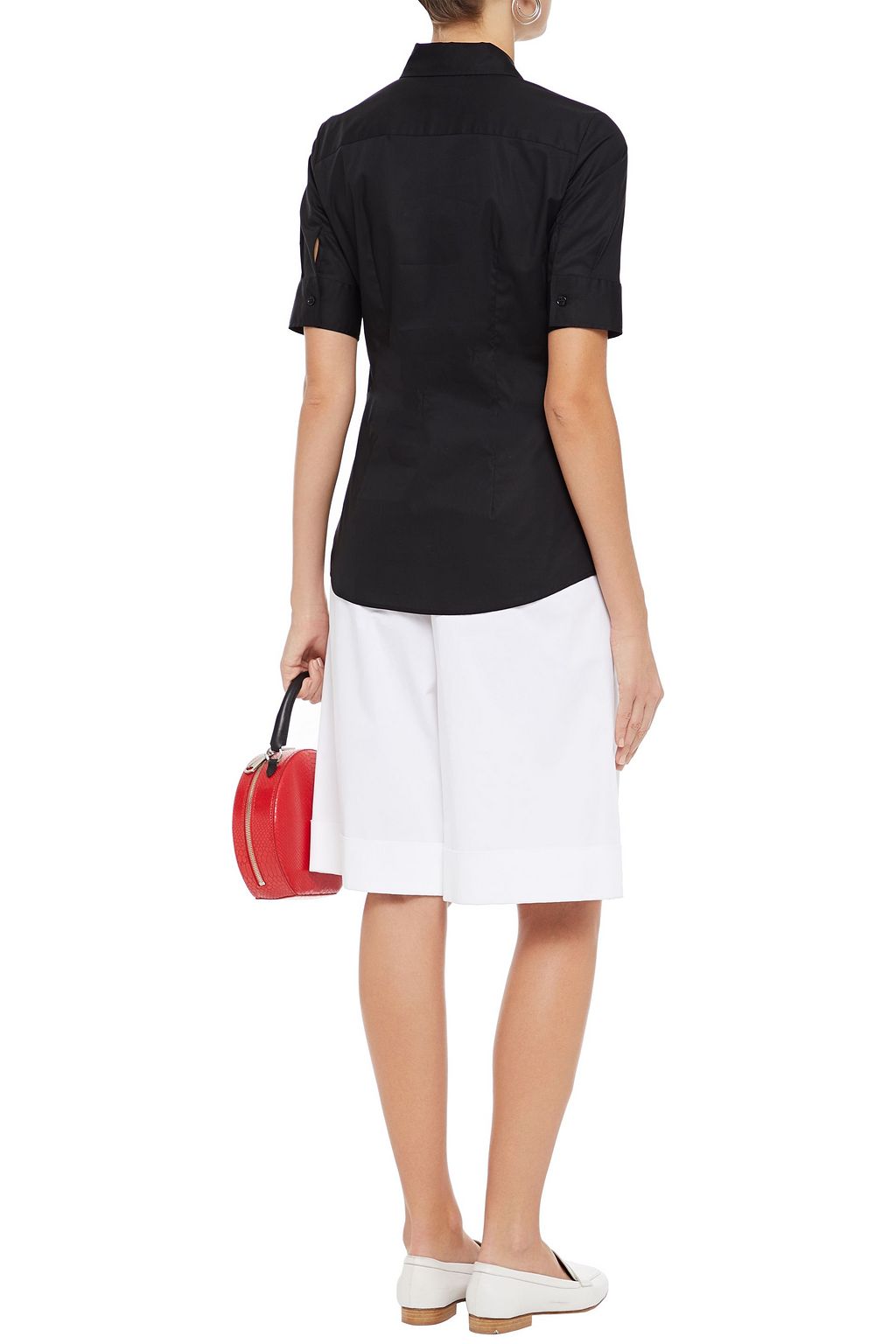 LOVE MOSCHINO Appliquéd stretch-cotton poplin shirt