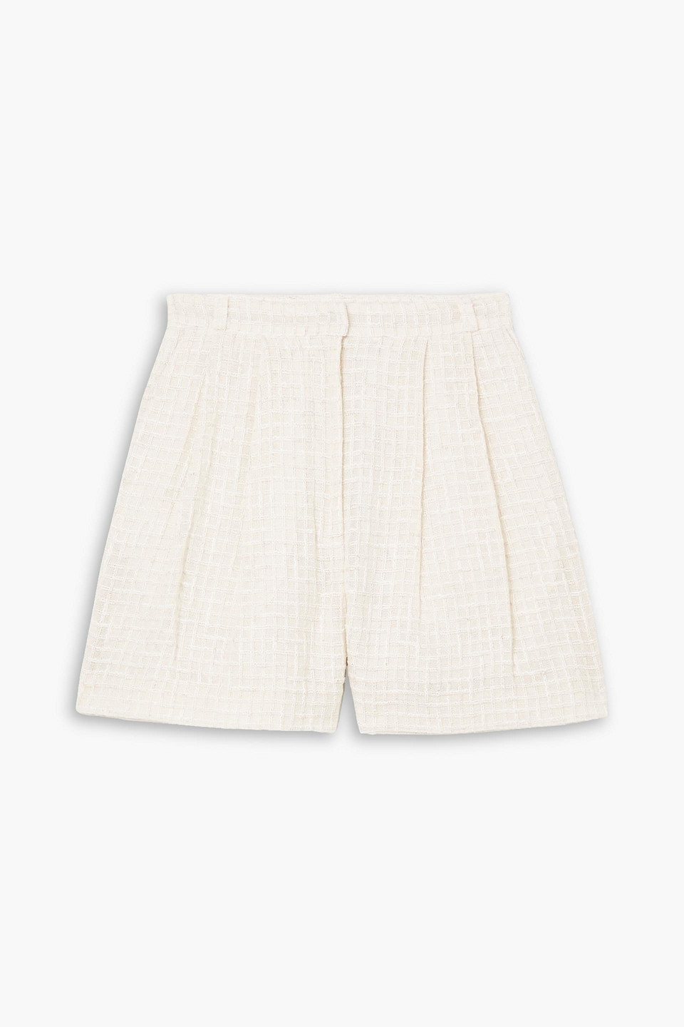 Tove Lana Pleated Tweed Shorts In Cream