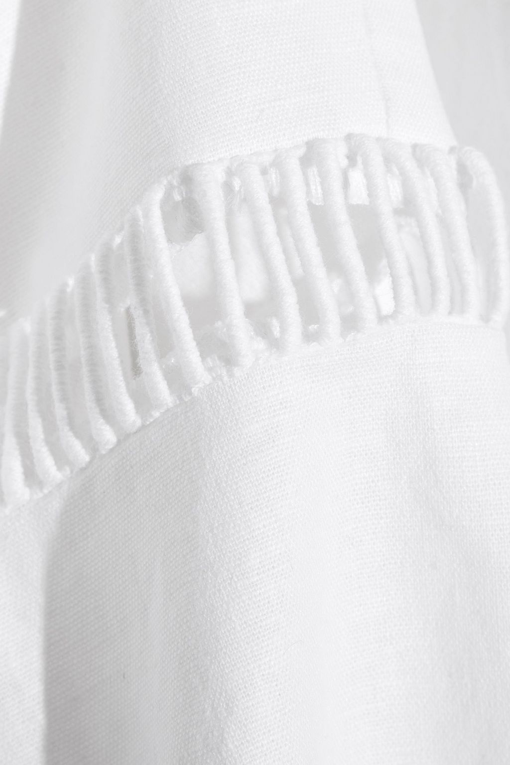 STAUD Atlas lattice-trimmed linen-blend top