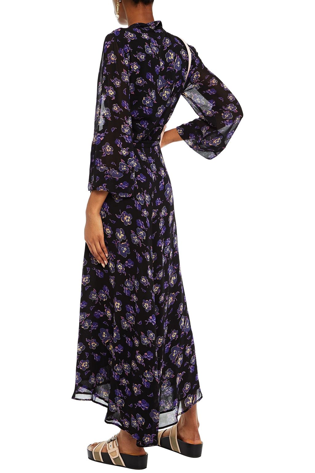 GANNI Maxi-Wickelkleid aus Georgette mit floralem Print
