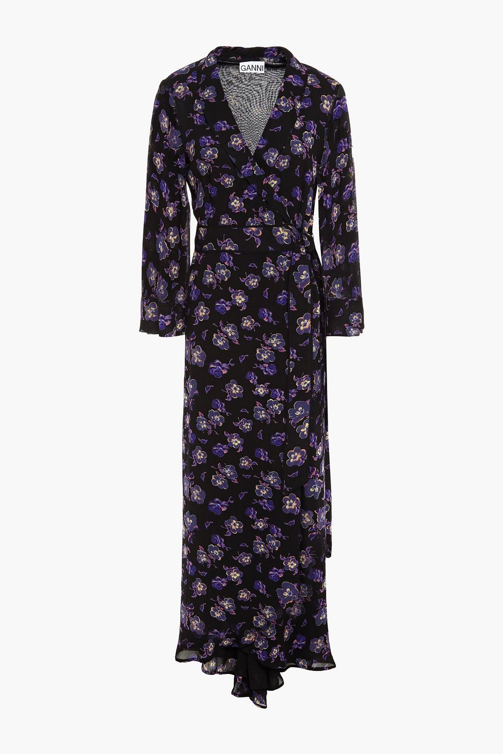 Floral-print georgette maxi wrap dress ...