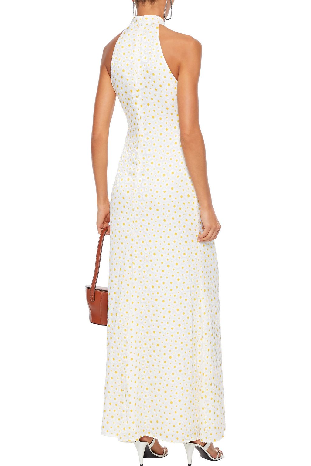 ruched floral maxi dress