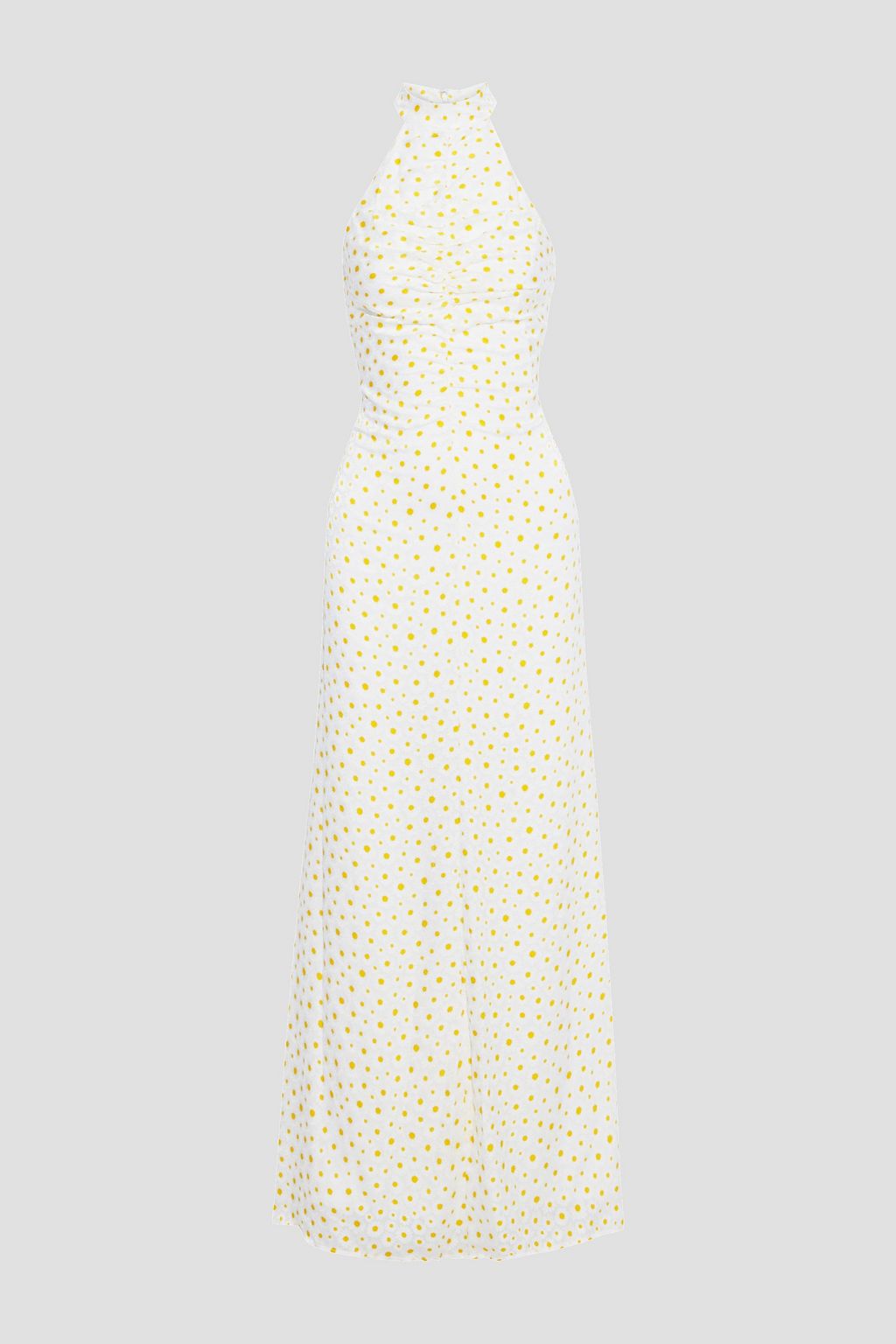 ruched floral maxi dress