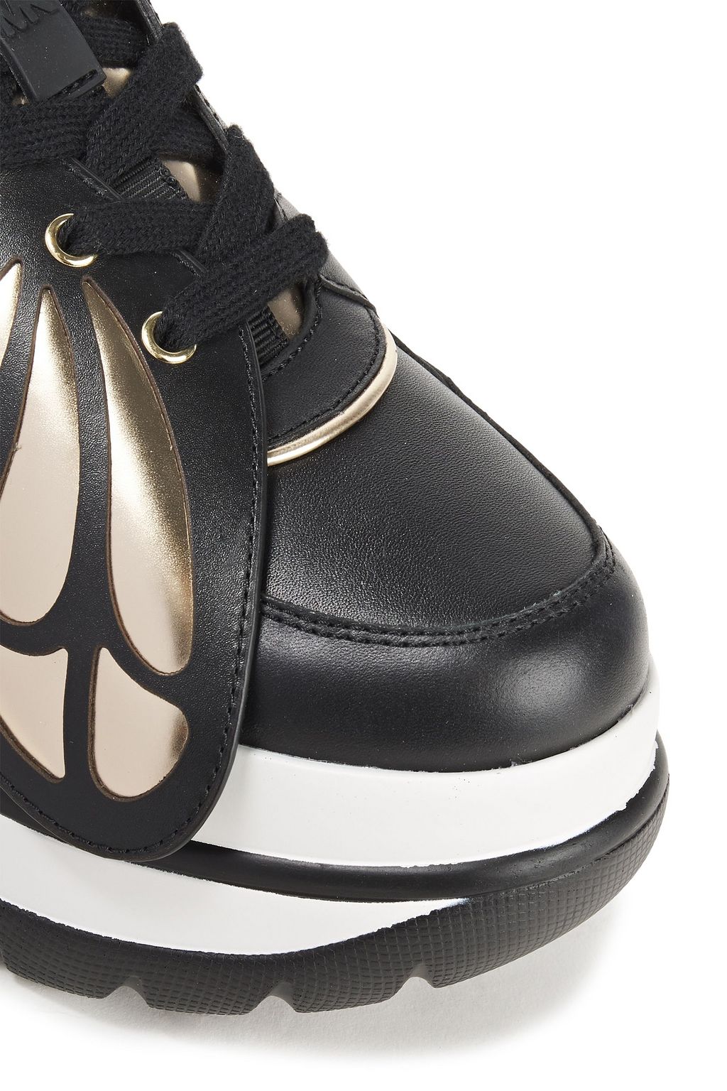 michael michael kors felicia leather and canvas platform trainer