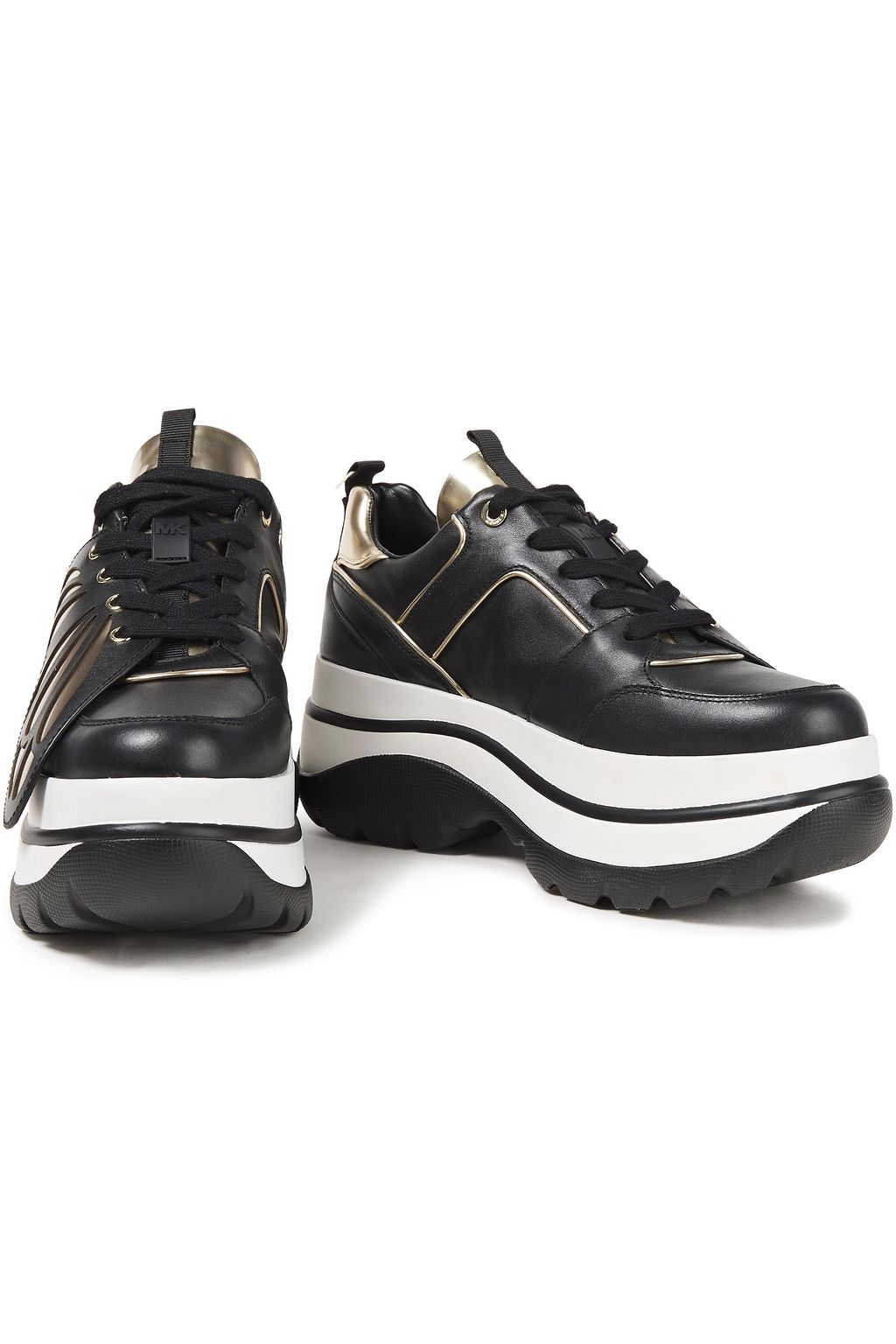 michael michael kors felicia leather and canvas platform trainer