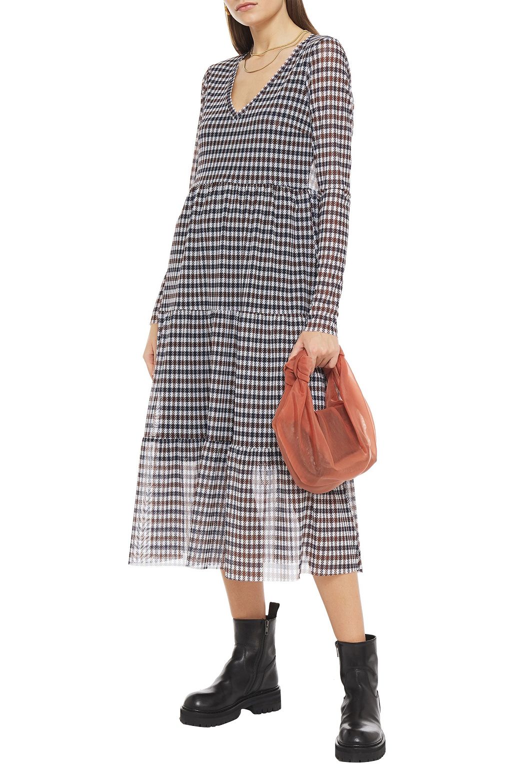 BAUM UND PFERDGARTEN Julianne tiered printed mesh midi dress