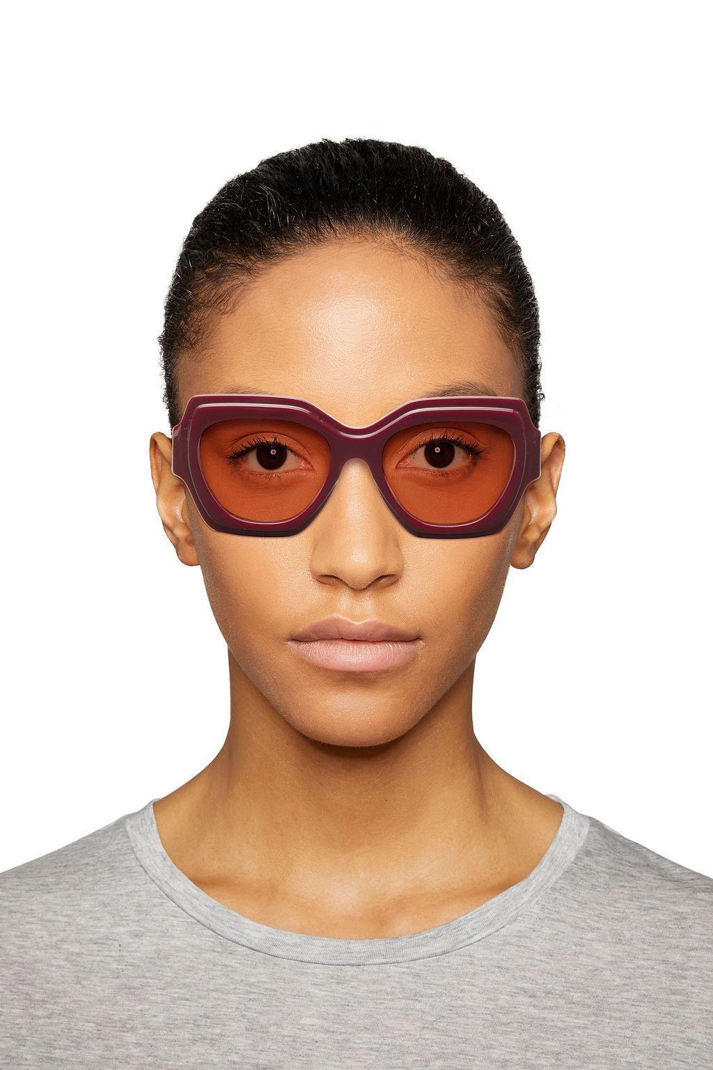 GANNI Square-frame two-tone acetate sunglasses