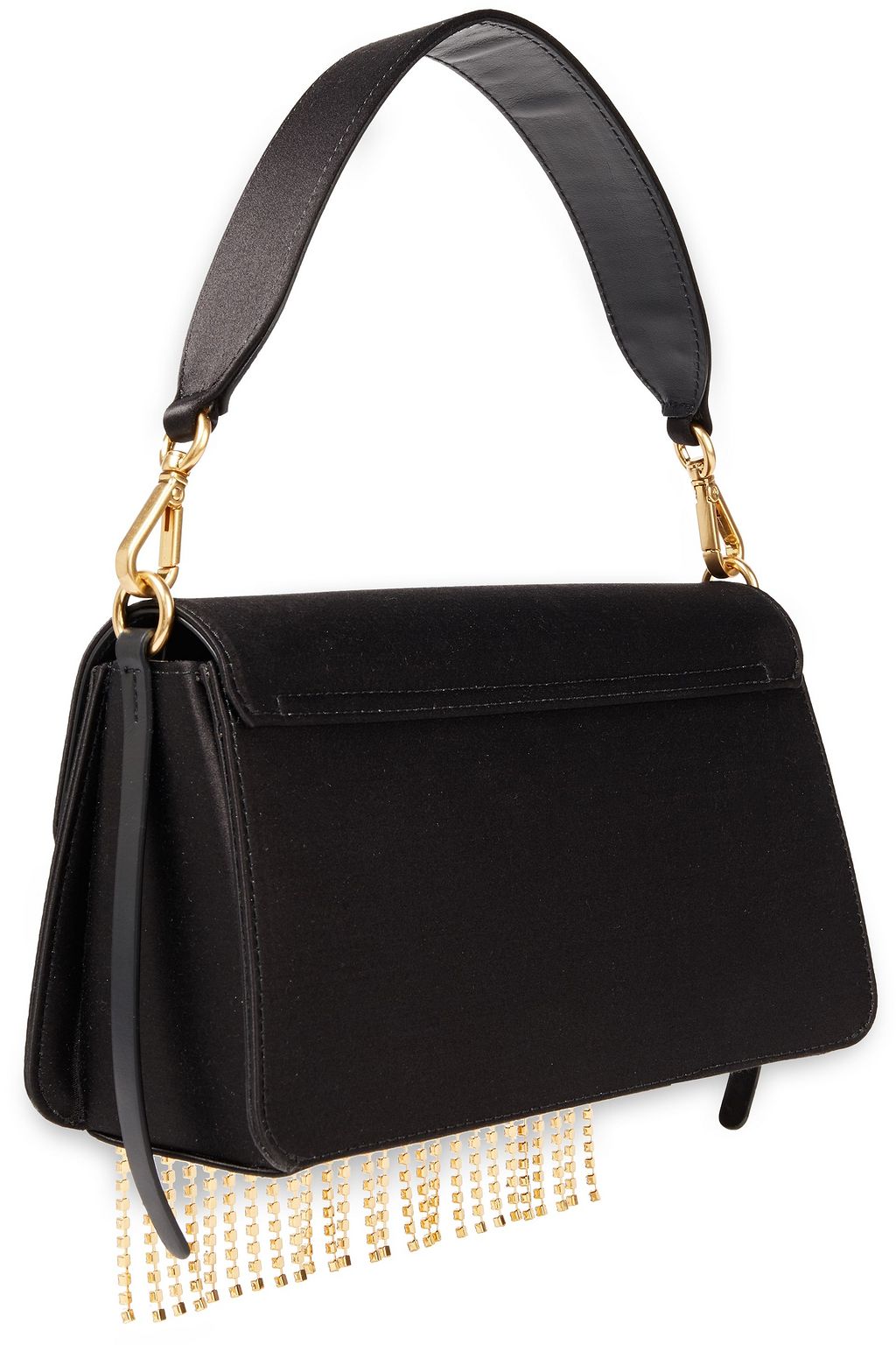 WANDLER Georgia crystal-embellished fringed satin shoulder bag