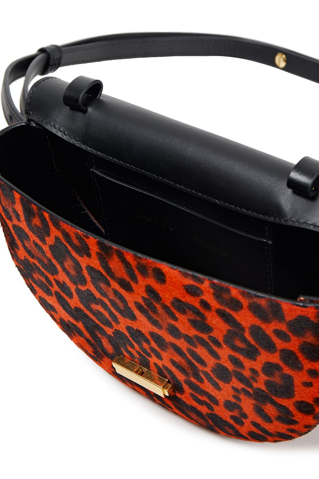 WANDLER Annabel small convertible leopard-print calf hair belt bag
