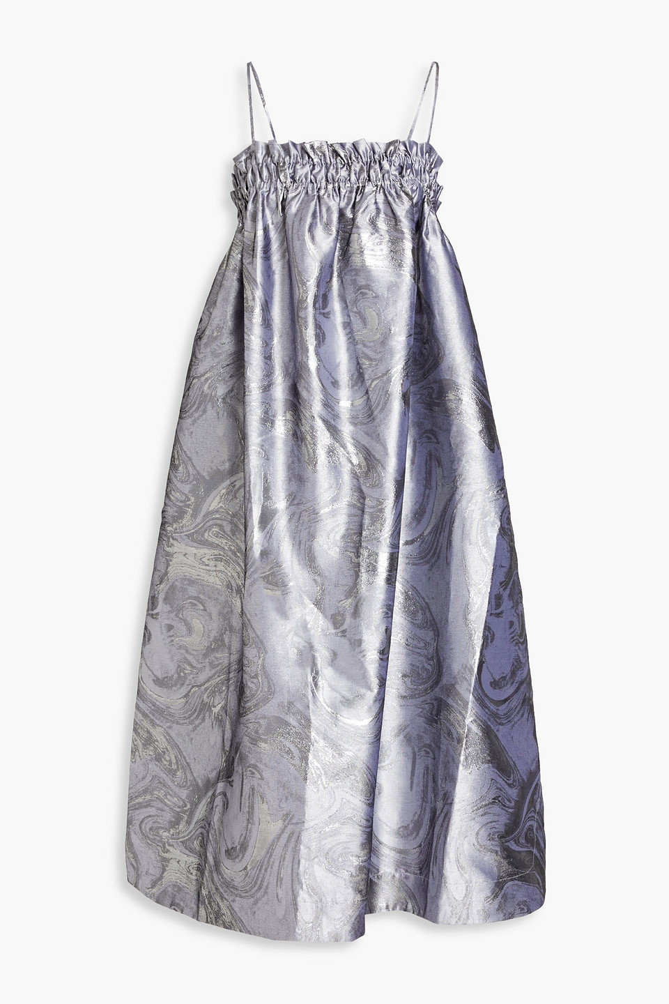 ganni - metallic jacquard midi dress - metallic - eu 34