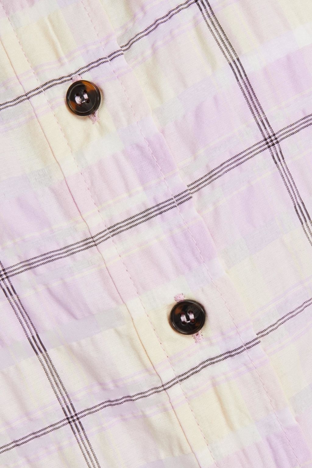 GANNI Checked cotton-blend seersucker shirt